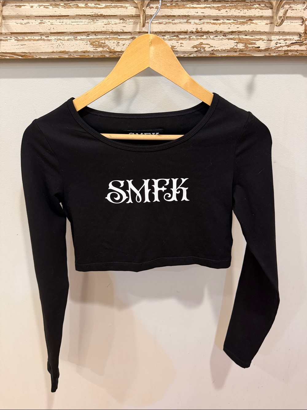 SMFK Black Long-Sleeve Crop Top